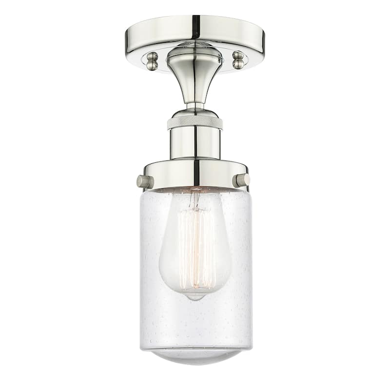 Innovations Lighting Edison Dover - 1 Light 7" Semi-Flush Mount - Polished Nickel/Seedy