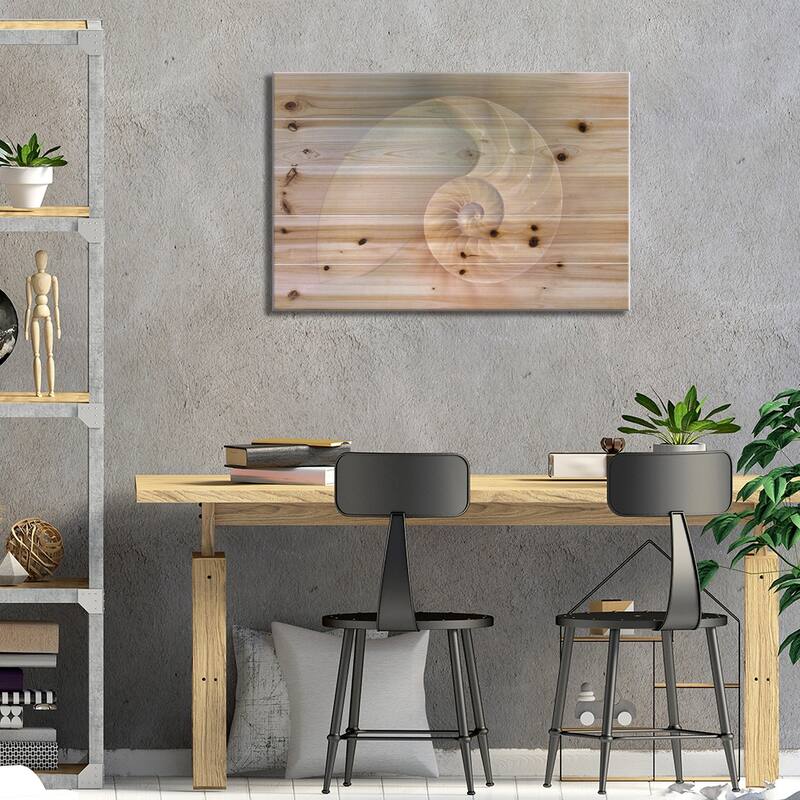 Nautilus Shell Cut Print On Wood by Depositphotos - Multi-Color