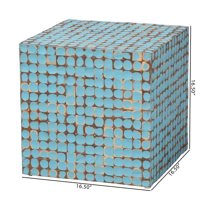 Janella Bohemian Coconut Shell and Acacia Wood End Table