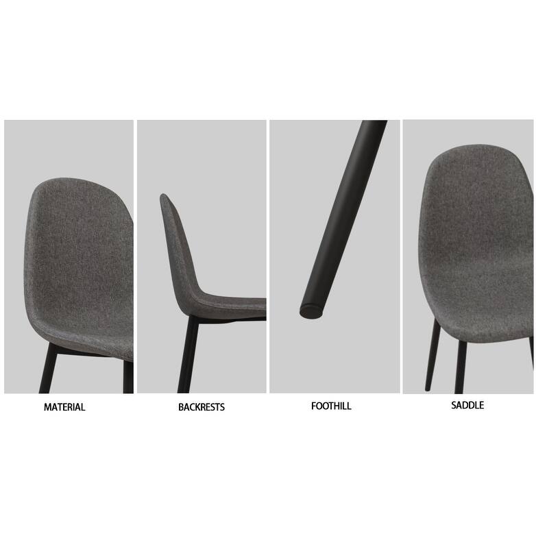 Modern Style 5-Piece Dining Set with Rectangular Wooden Kitchen Table and 4 Round Corner Suede Dining Chairs