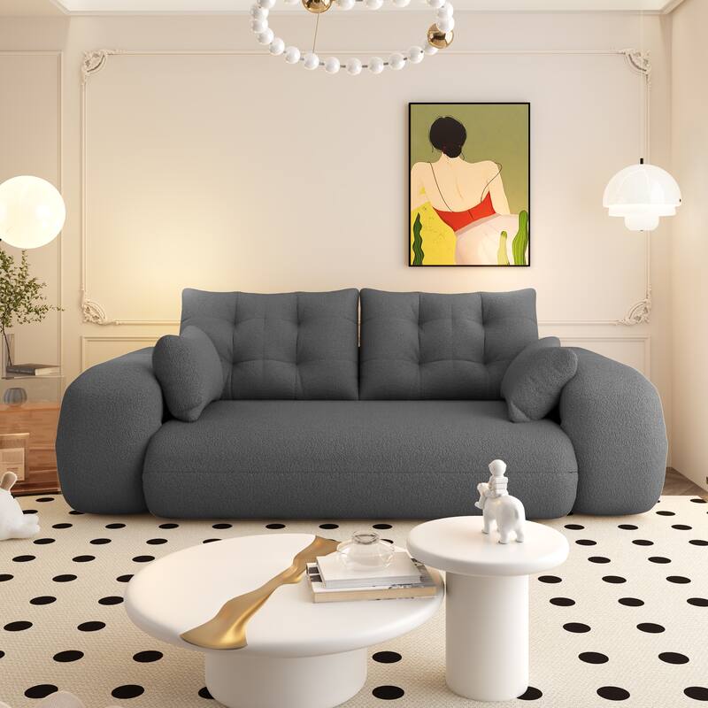 GDFStudio - Teddy Fabric 78.7" Multi-Functional Foldable Sofa Bed