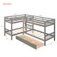 preview thumbnail 7 of 33, Twin L-Shaped Bunk bed with Ladder and Drawers, 4 Beds in 1