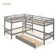 preview thumbnail 5 of 29, Twin L-Shaped Quad Bunk Bed with Three Drawers - Fun & Functional