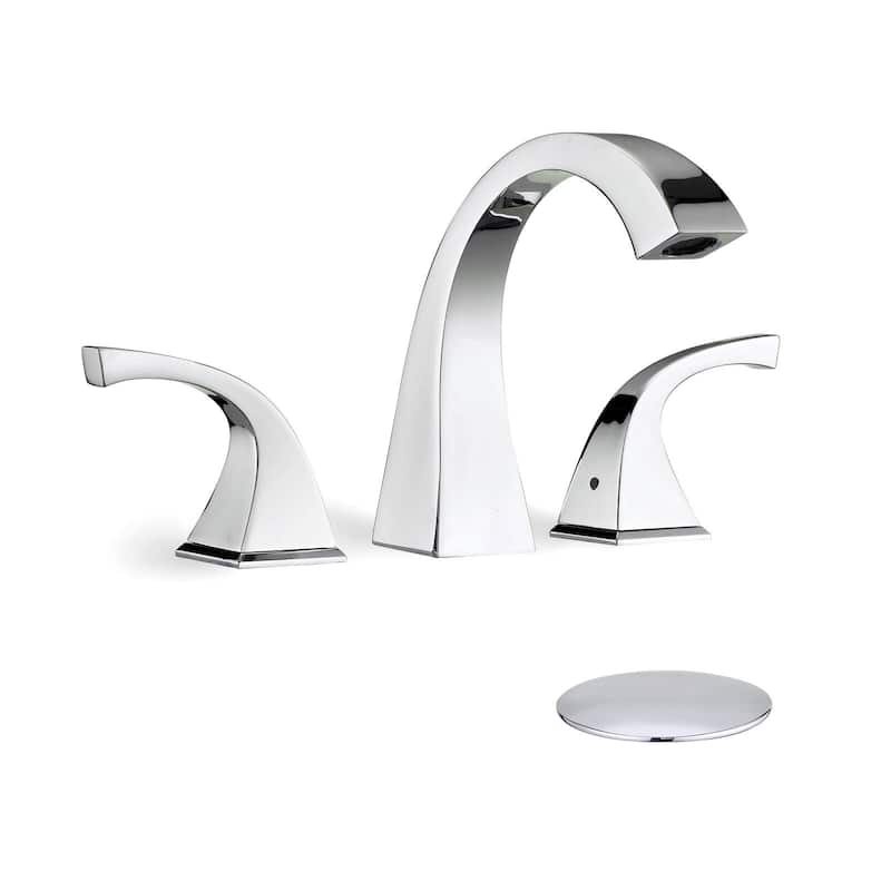 BATHLET Artistic Arc Widespread Bathroom Faucet With Drain - Chrome
