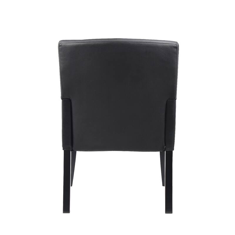 Nick Reception Guest Armchair, Black Vinyl, Ergonomic Lumbar Support