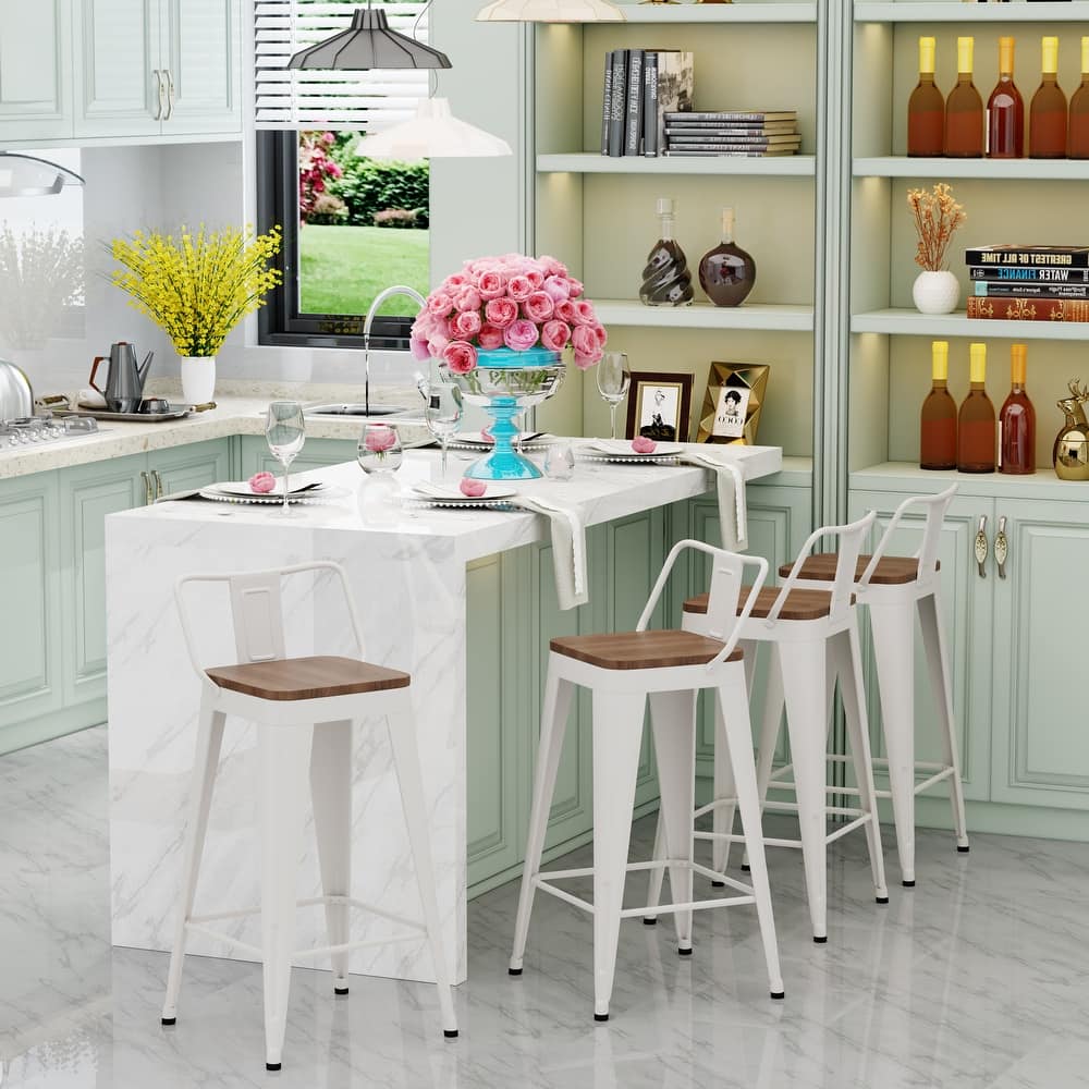 bar stools with backs set of 4 Counter Bar Stools with Wood metal stools