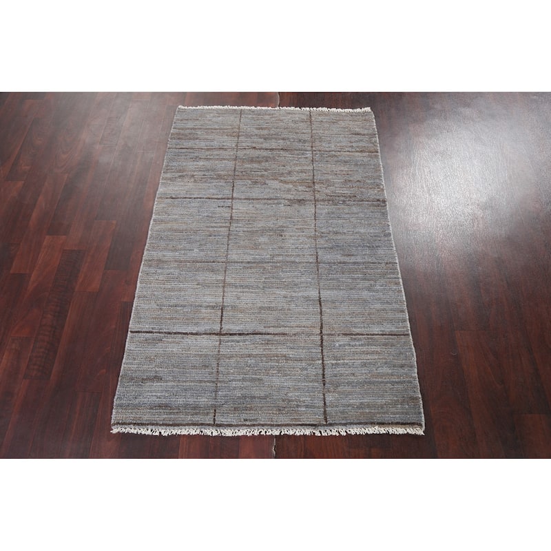 Geometric Checkered Gabbeh Kashkoli Wool Area Rug Hand-knotted Carpet - 3'0" x 4'6"