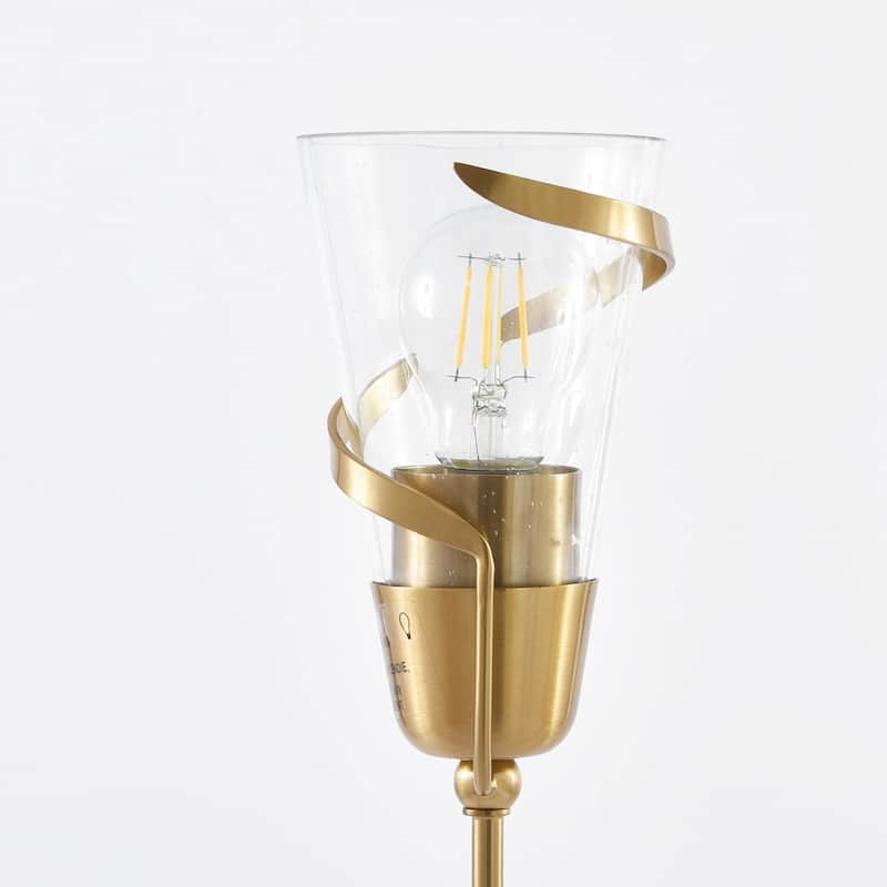 Parrot Uncle 26" Modern Gold 5-Light Dimmable Seeded Glass Chandelier