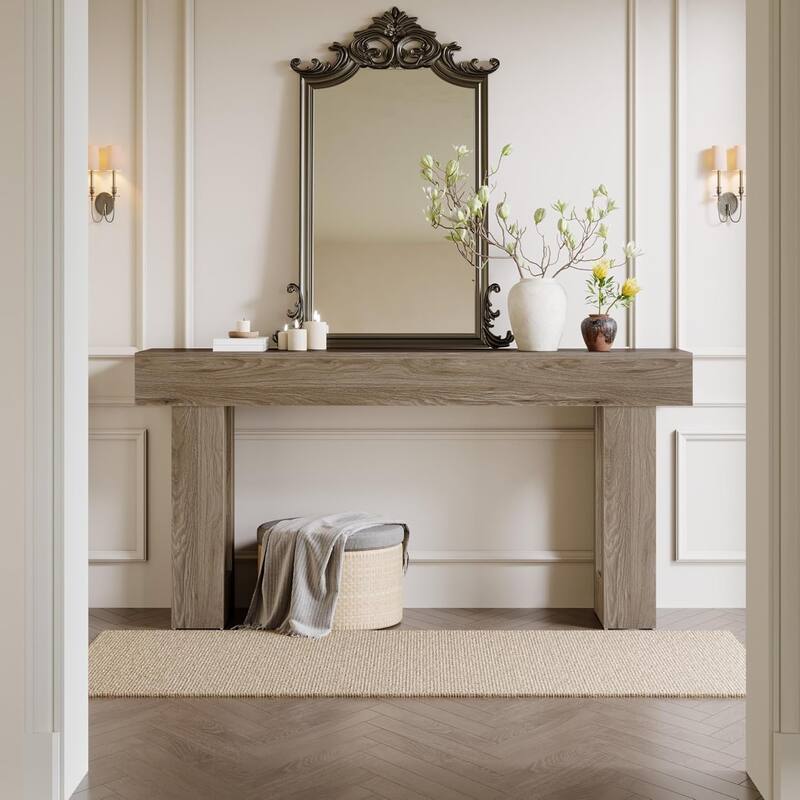 63" Wooden Console Table, Rectangular Sofa Table for Behind Couch, Entryway, HallwayLiving Room