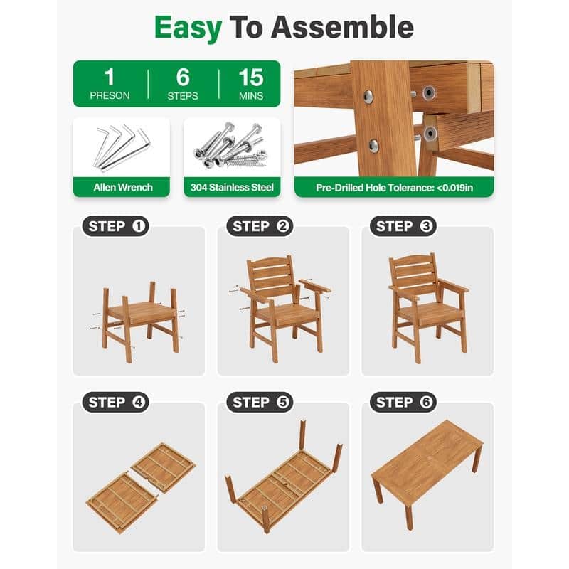 WINSOON 5-Piece HIPS All Weather Outdoor Patio Dining Sets 1-Tables and 4-Chairs