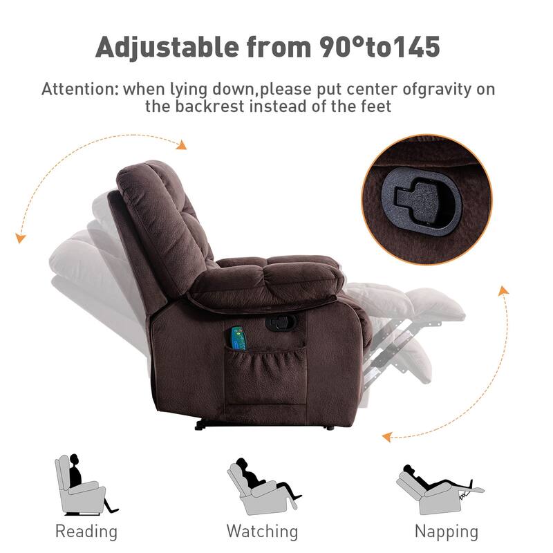 Massage and Manual Recliner Chair with Convenient pocket