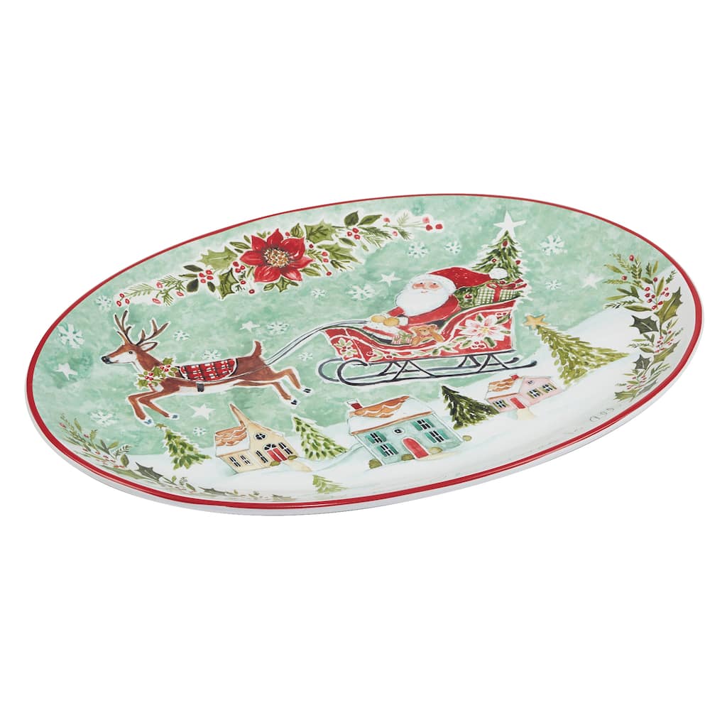 Certified International Joy of Christmas Oval Platter 16" x 12" - 16" x 12"