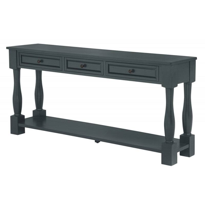 63" Long Console Table with Drawers & Shelf for Entryway, Hallway, Living Room