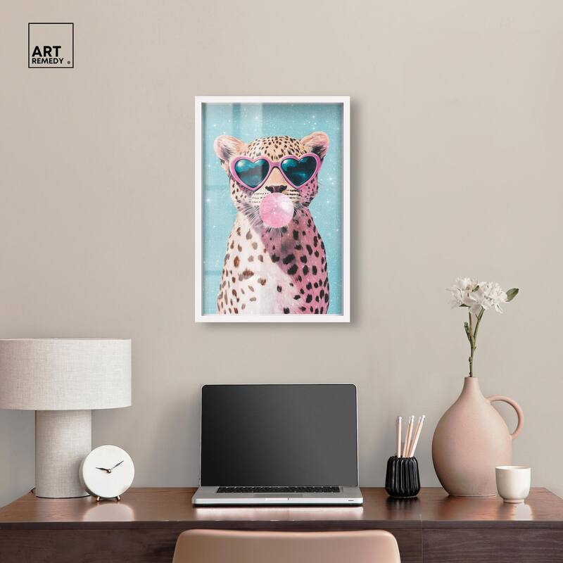 Pastel Cheetah Bubblegum Shadowbox by Art Remedy