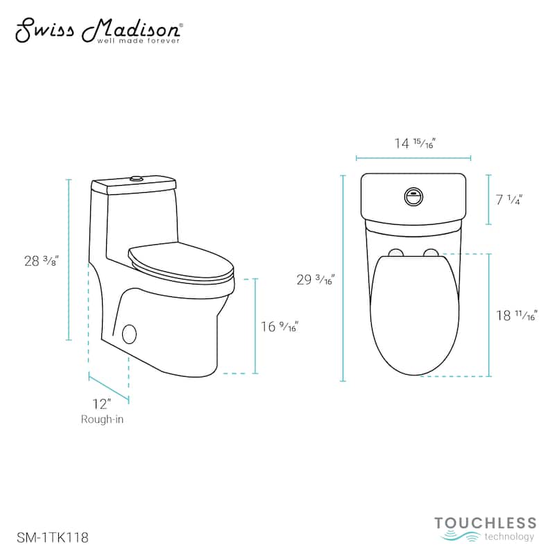 ﻿﻿﻿Virage One Piece Elongated ﻿Toilet with Touchless Retrofit Dual Flush 1.1/1.6 gpf