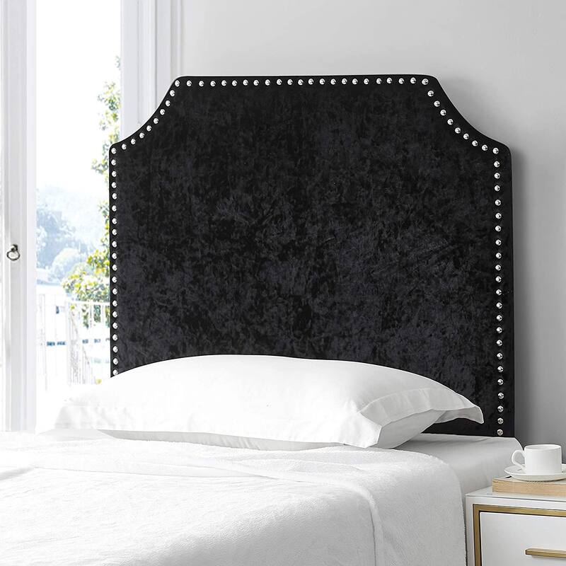 Bevel Tacked Plush College Headboard with Legs - Velvet Crush