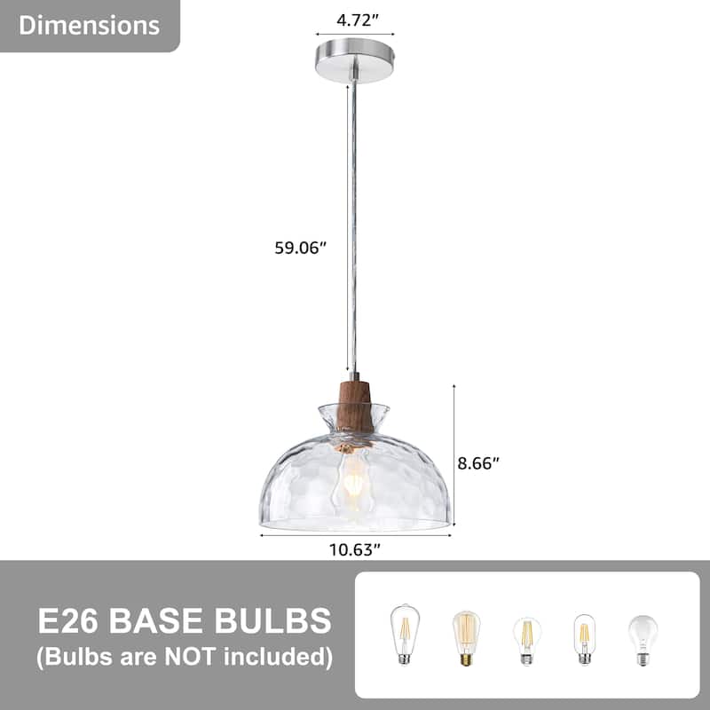 Starsky 1-Light Modern Hammered Ripple Glass Pendant