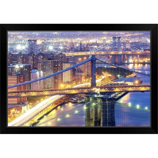 "The three bridges of New York City" Black Framed Print