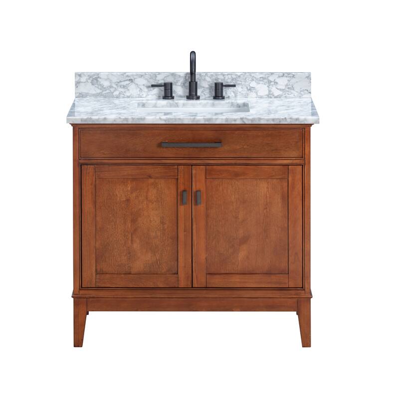 Madison 36 in. Single Sink Bathroom Vanity with Carrara Marble Top - 37"W x 22"D