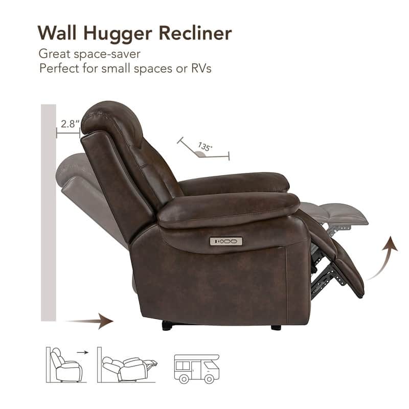 Spruce & Spring Dual Motor Power Recliner Wall Hugger with Power Headrest