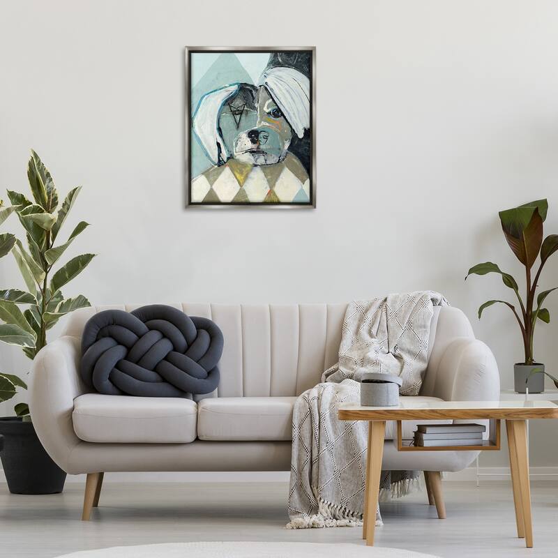 Stupell Abstract Dog Face Portrait Framed Floater Canvas Wall Art Design By Stacy Milrany