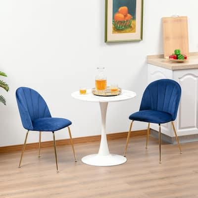 Set Of 2 Dining Chair With Gold Metal Legs