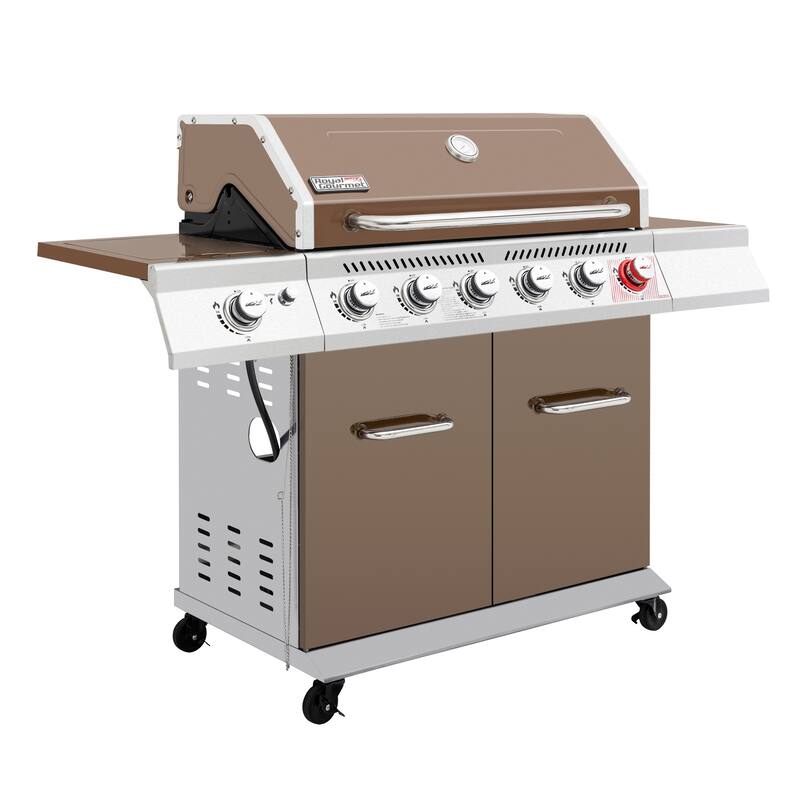 Royal Gourmet 6-Burner Gas Grill with Sear & Side Burner, coffee