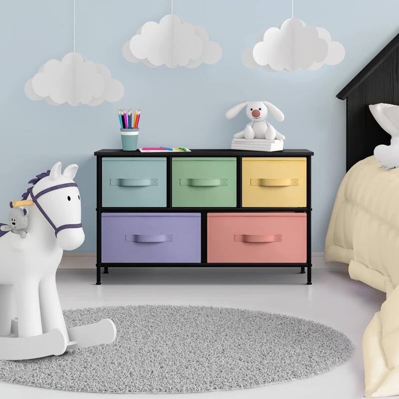 Dresser w/ 5 Drawers Furniture Storage Chest for Home, Bedroom