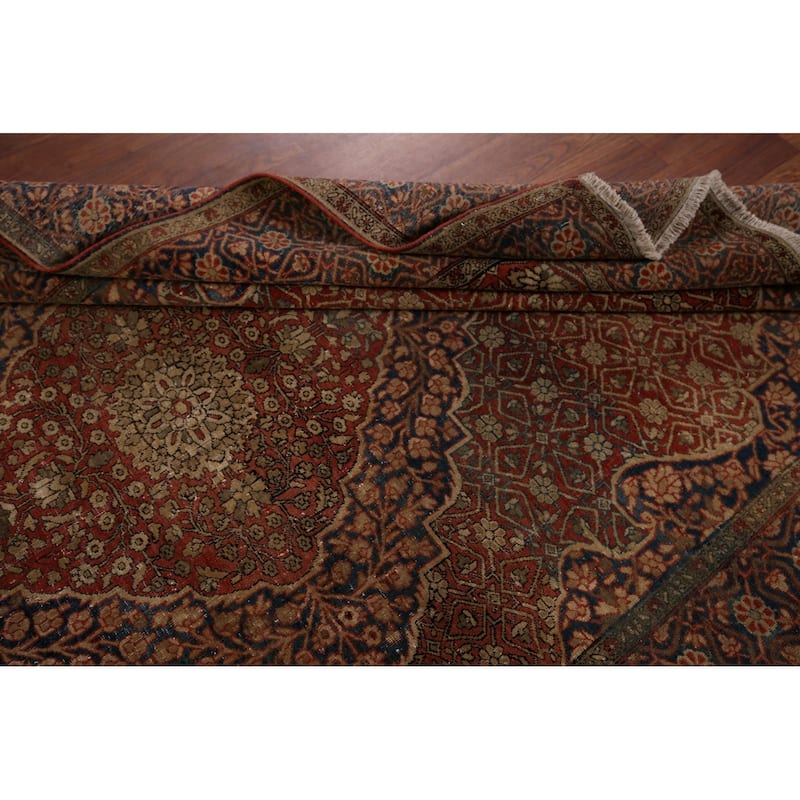 Pre-1900 Antique Kashan Mohtasham Persian Rug Handmade Wool Carpet - 4'4" x 6'5"