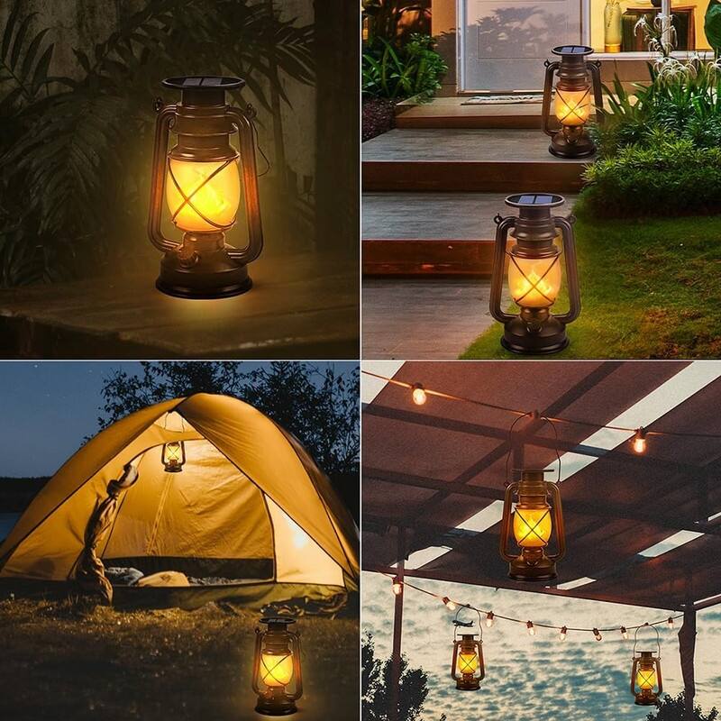 Solar Lantern Outdoor Hanging Solar Lights Dancing Flame Led
