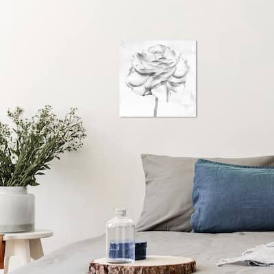 Wynwood Studio Canvas Floral and Botanical White Gray Peony White and Modern & Contemporary Wall Art Canvas Print - White, Gray
