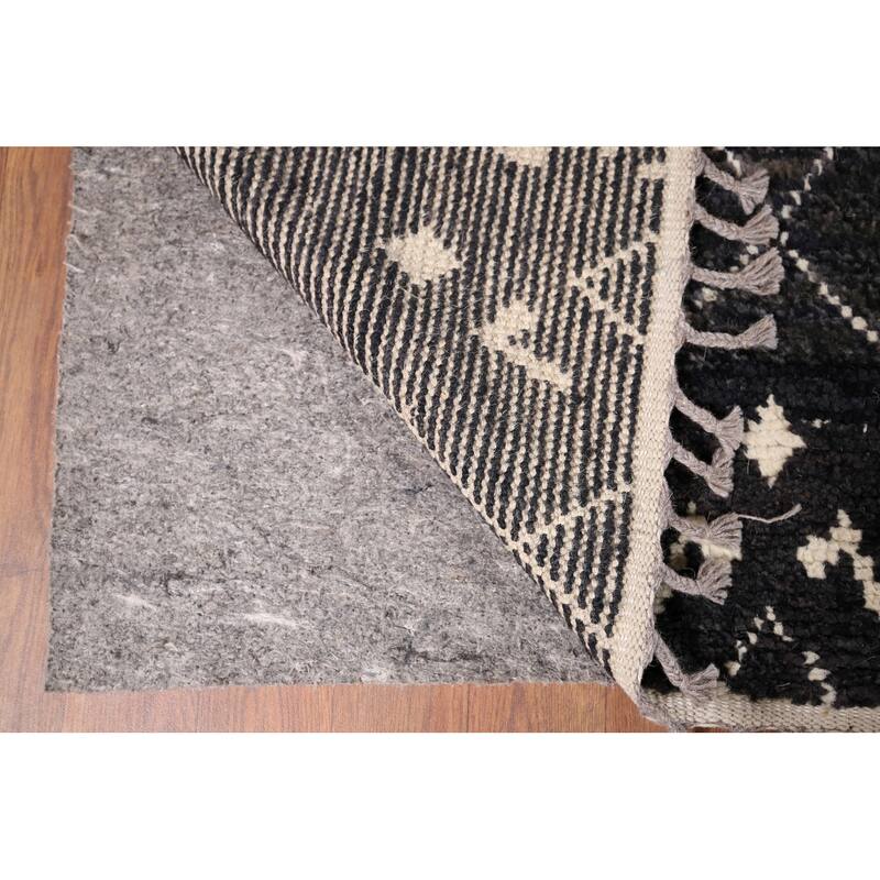 Dark Blue & Brown Moroccan Oriental Area Rug Hand-Knotted Wool Carpet - 8'0" x 10'0"