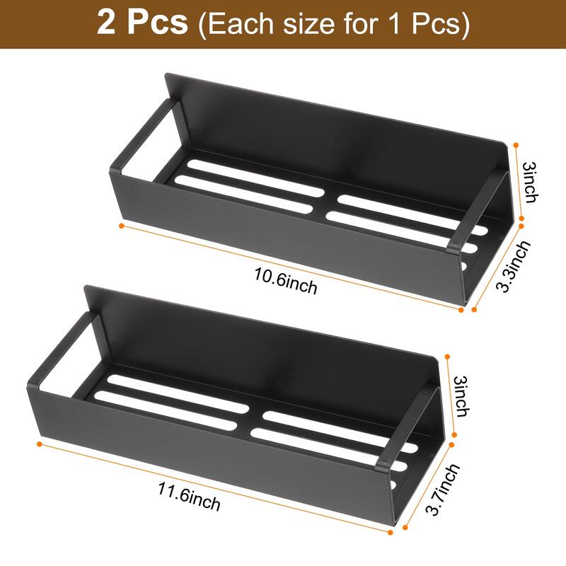 2pcs Magnetic Spice Rack Organizer for Refrigerator - Black