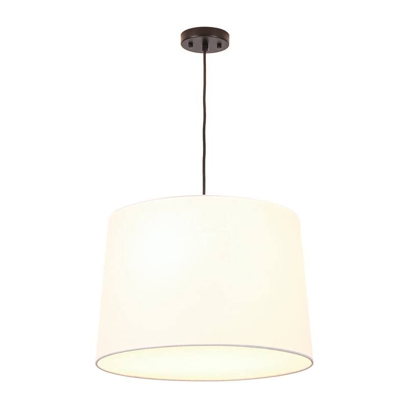 Coastal-style 3-Light Tapered Linen Fabric Pendant - 19.7 in