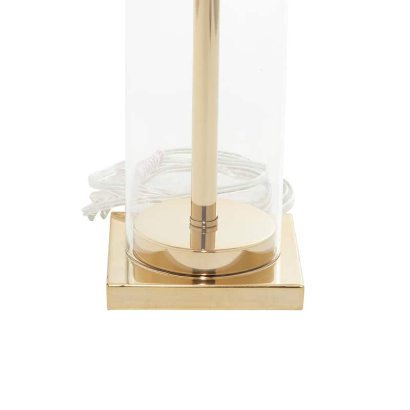 Metal Room Table Lamp with Clear Glass Body - Gold - CosmoLiving by Cosmopolitan