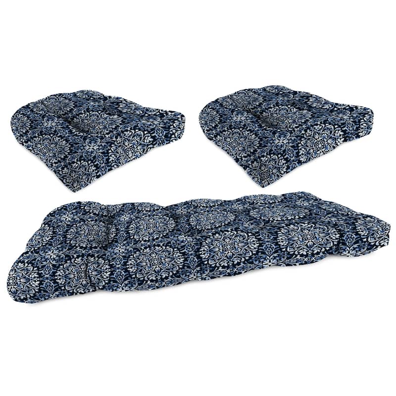 Outdoor Wicker Cushion Set for Bench and 2 Seats - 18'' L x 44'' W x 4'' H - Dresden Midnight