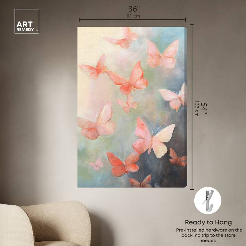 Art Remedy Peaceful Butterflies Gallery Wrapped Butterfly 1 Piece Canvas Wall Art