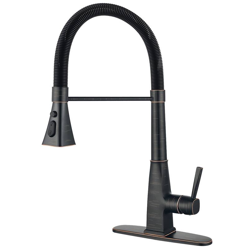 Single Handle Pull Down Sprayer Kitchen Faucet with Oil Rubbed Bronze - Oil Rubbed Bronze