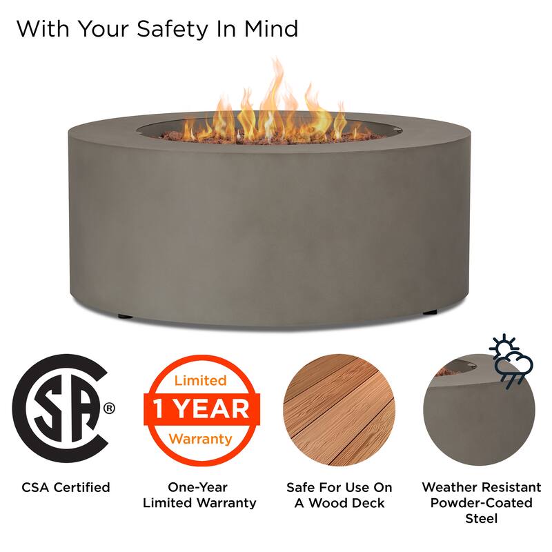 Aegean 36" Round Mist Gray LP Fire Table w/NG Conversion kit by Real Flame