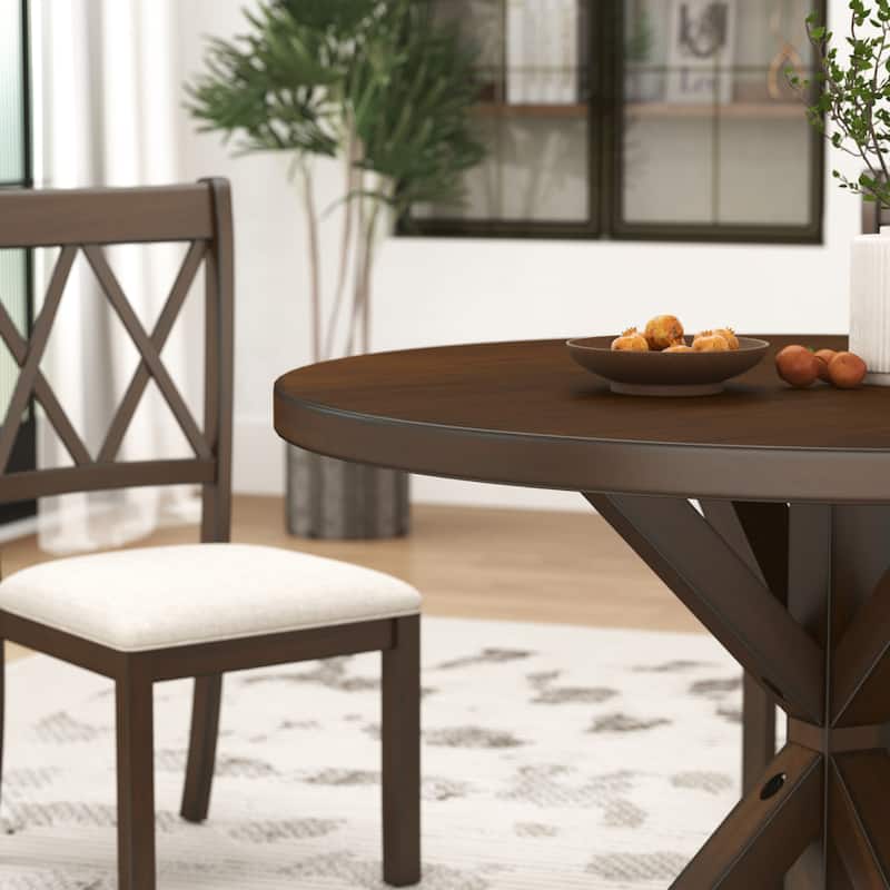 Roundhill Furniture Windvale Cross-Buck Base Dining Table