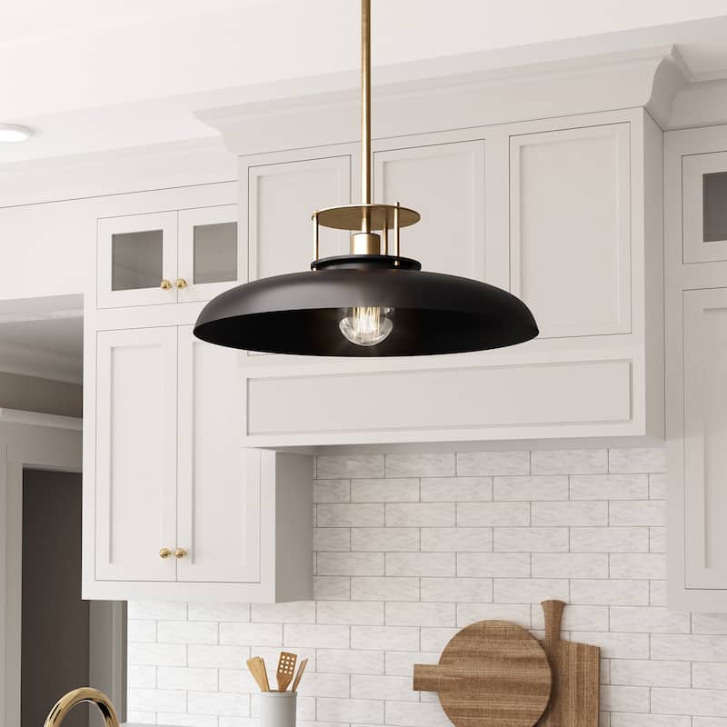 20" Modern Gold and Black 1-Light Dimmable Pendant Light