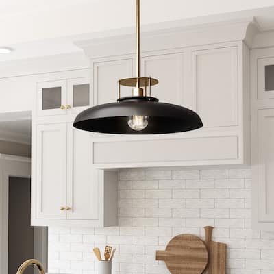 20" Modern Gold and Black 1-Light Dimmable Pendant Light