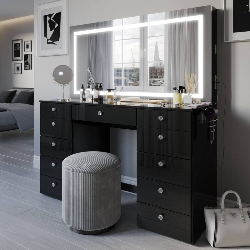 Boahaus Smart Extra-Large Vanity with LED Mirror & Bluetooth Speakers