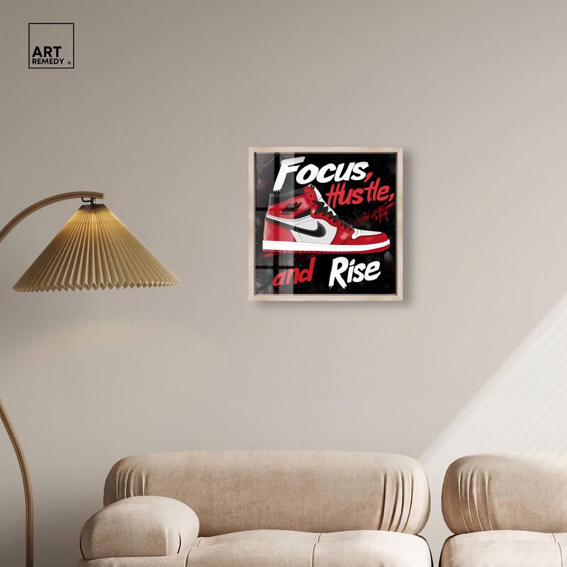 Hustle and Rise Sneaker Red Shadowbox by Art Remedy