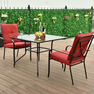 costway 3 piece patio furniture set glass table 2 cushioned chairs garden pool yard - Garden Furniture 3 Piece costway 3 piece patio furniture set glass table 2 cushioned chairs garden pool yard - Garden Furniture 3 Piece