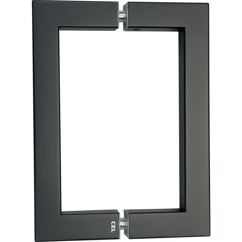 CEL 8"x 8" Square Tubing Back-to-Back Pull Handle for shower door - Matte Black