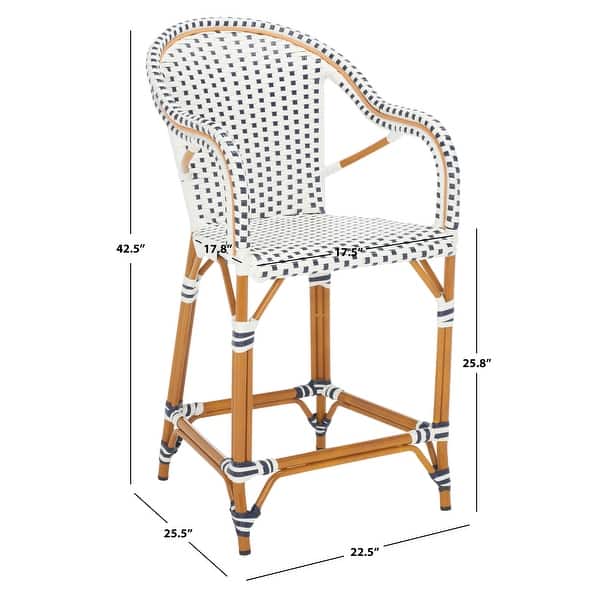 dimension image slide 4 of 5, SAFAVIEH California Outdoor Bistro 26-inch Counter Stool with Arms - 23" W x 26" D x 43" H