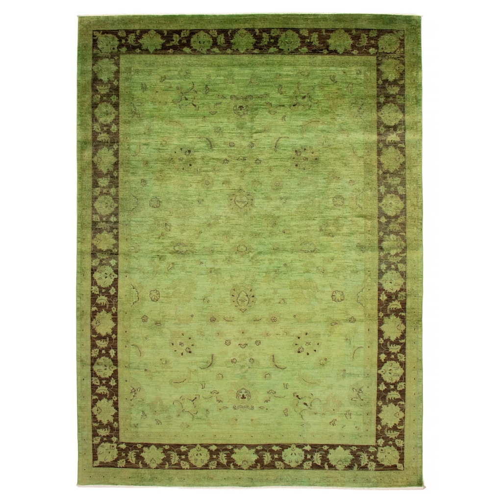ECARPETGALLERY Hand-knotted Vibrance Lime Wool Rug - 9'9 x 13'5