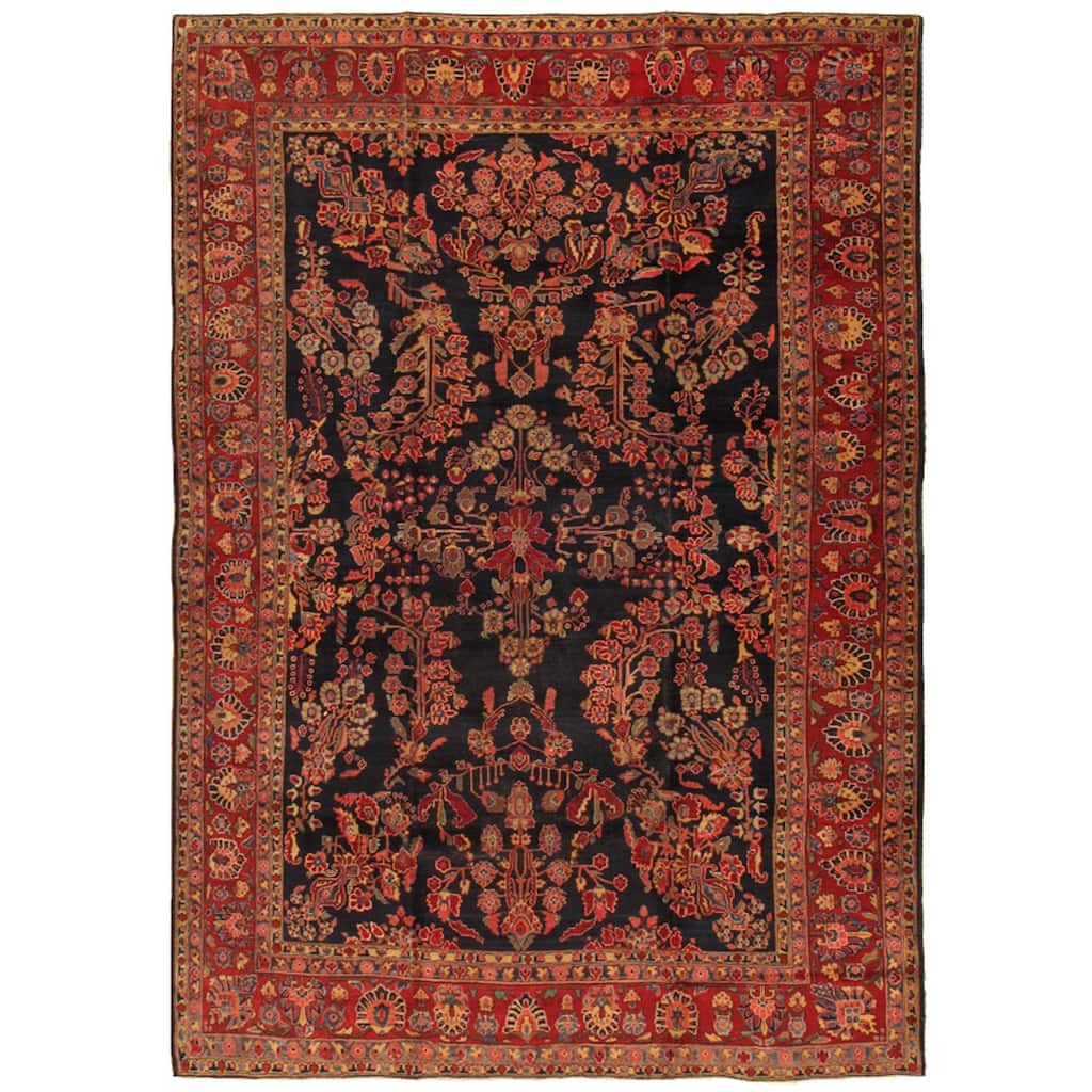 Pasargad Home Antique Sarouk Hand-Knotted Wool Area Rug - 9' 0'' X 12' 2''