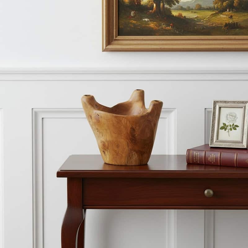 8" Natural Round Solid Wood Table Vase - 10.20 - Natural - 10.20